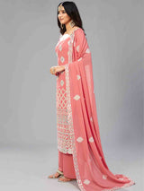 Elegant Red Orange Semi Stitched Kurta Set