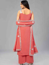 Elegant Red Orange Semi Stitched Kurta Set