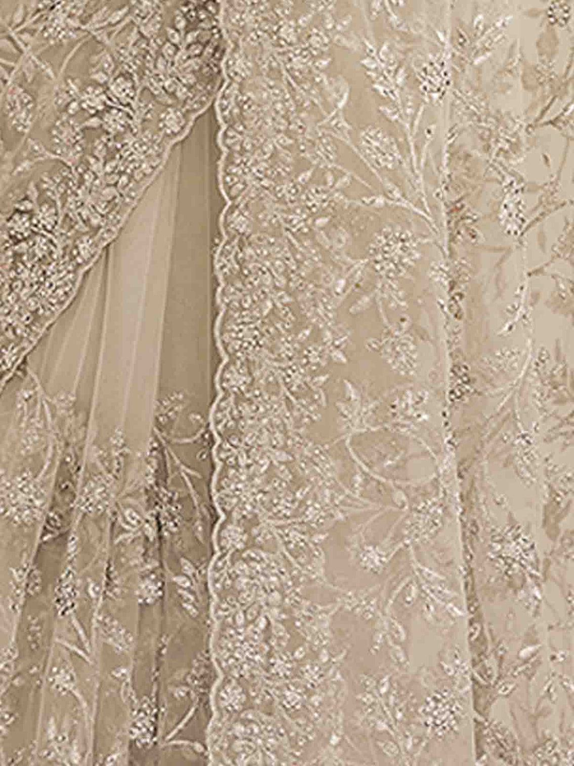 Grey Soft Net Saree With Unstitched Blouse