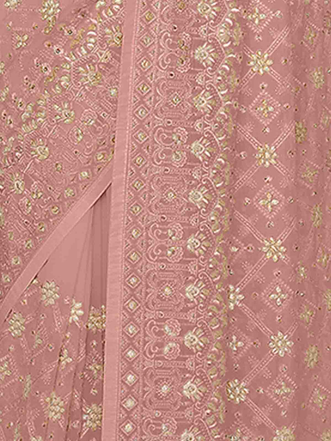 Pink Georgette Saree With Unstitched Blouse