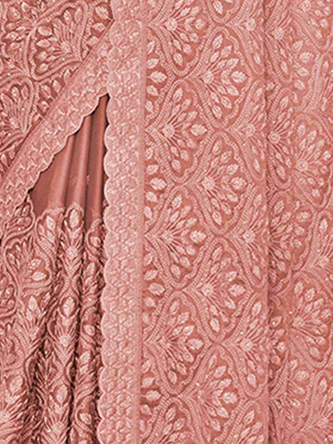Peach Chiffon Saree With Unstitched Blouse