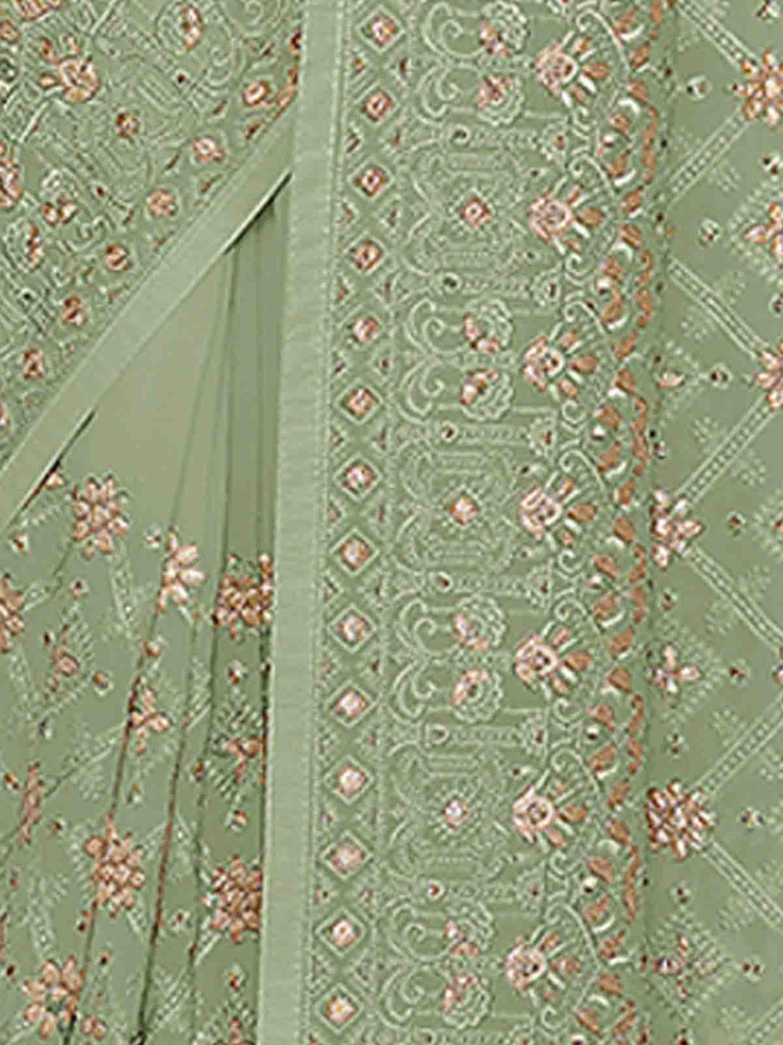 Green Georgette Saree With Unstitched Blouse