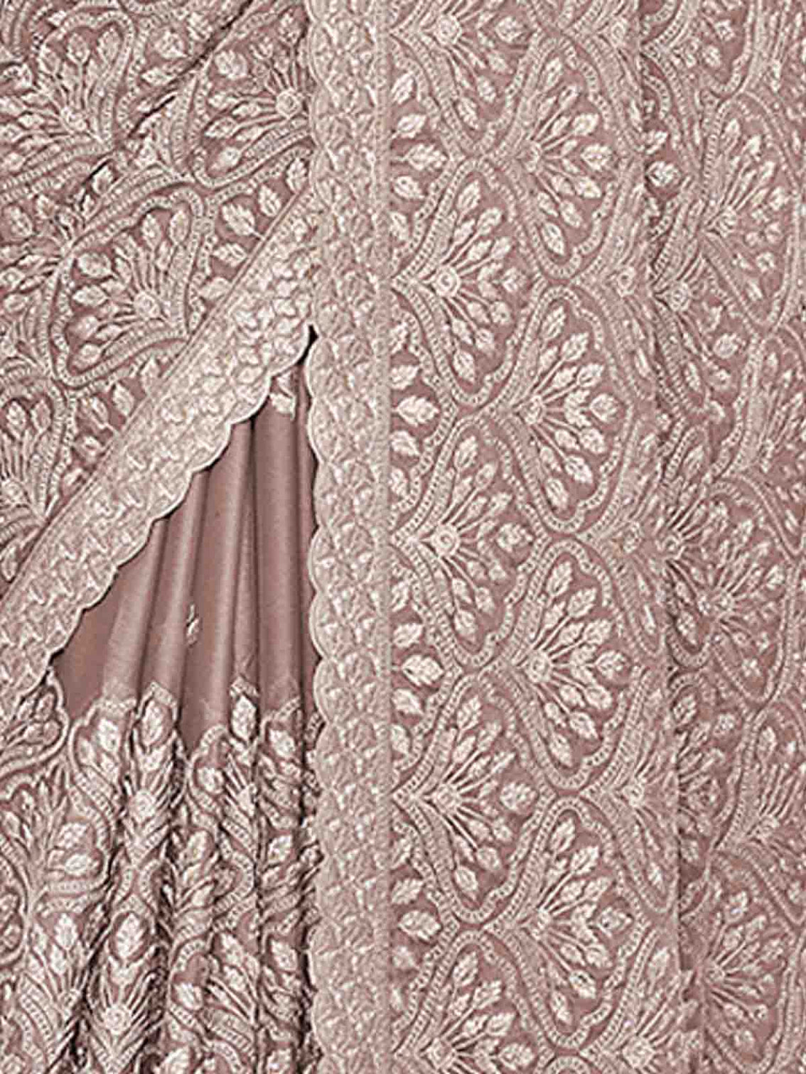 Brown Chiffon Saree With Unstitched Blouse