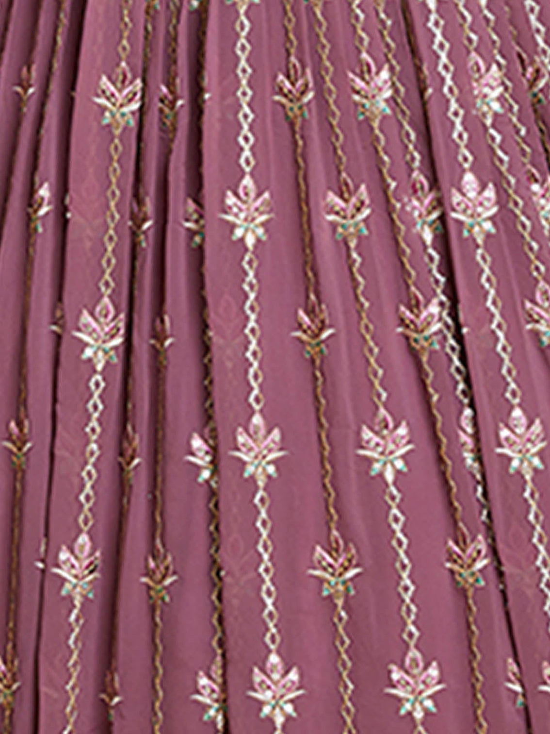 Lavender Georgette Embroidered Stitched Gown
