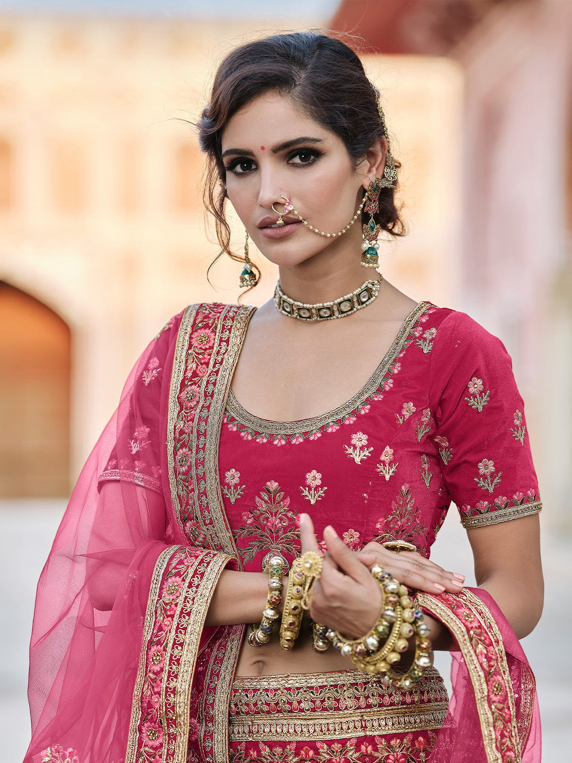 Pink Classy Semi Stitched Lehenga With Unstitched Blouse