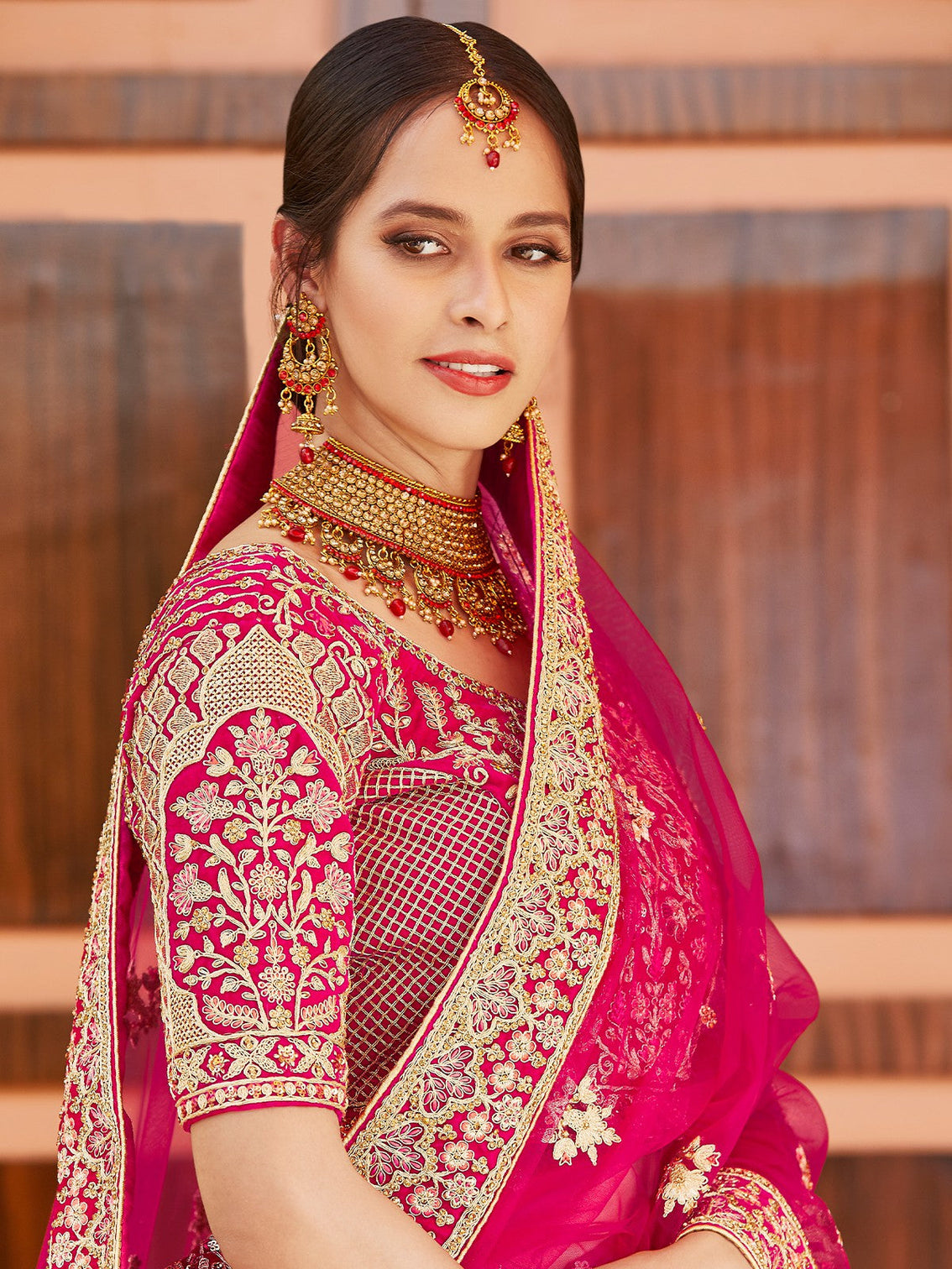Designer Pink Hand Work And Embroidery Semi Stitched Lehenga With Unstitched Blouse