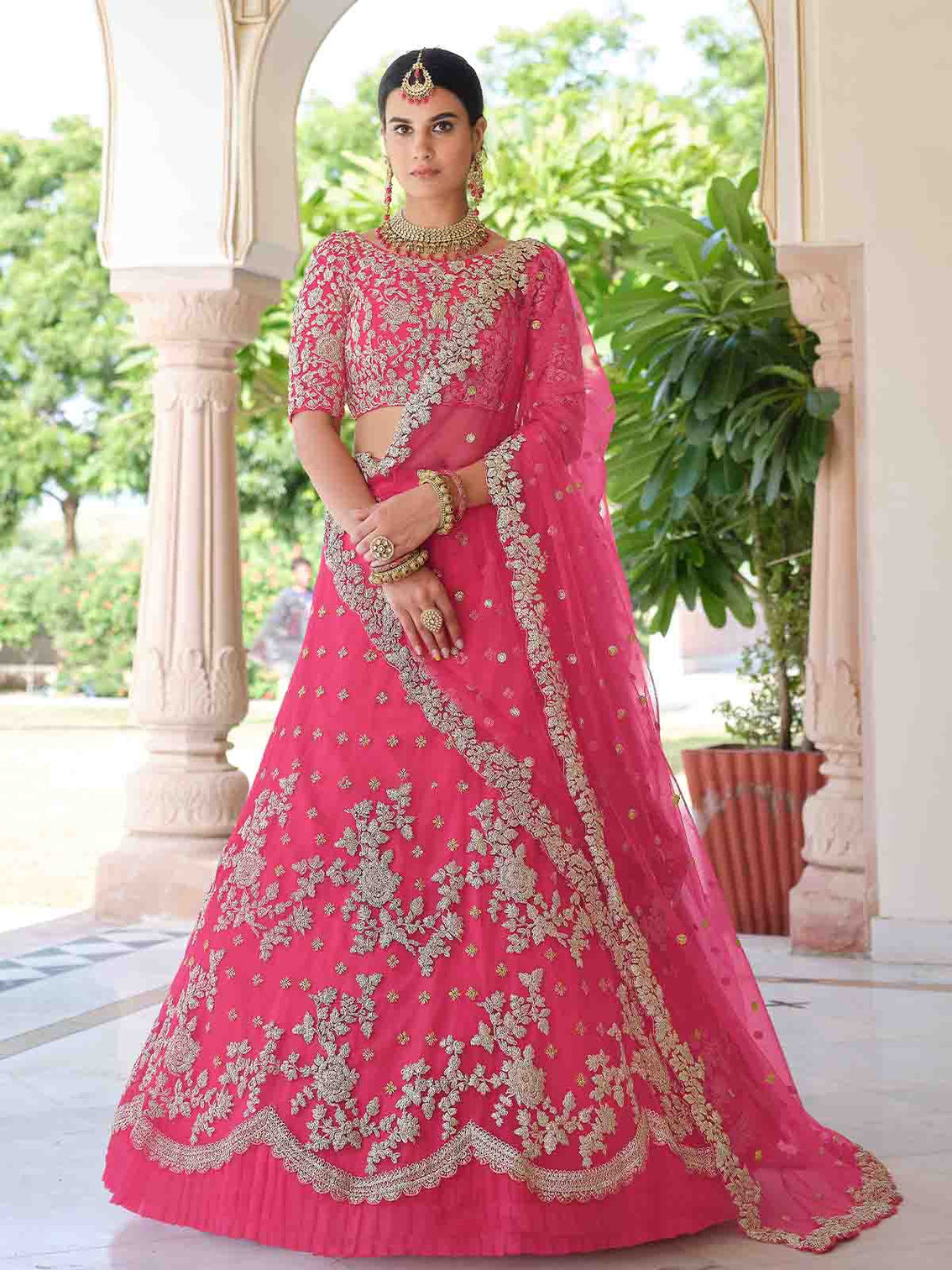 Pink Classy Semi Stitched Lehenga With Unstitched Blouse