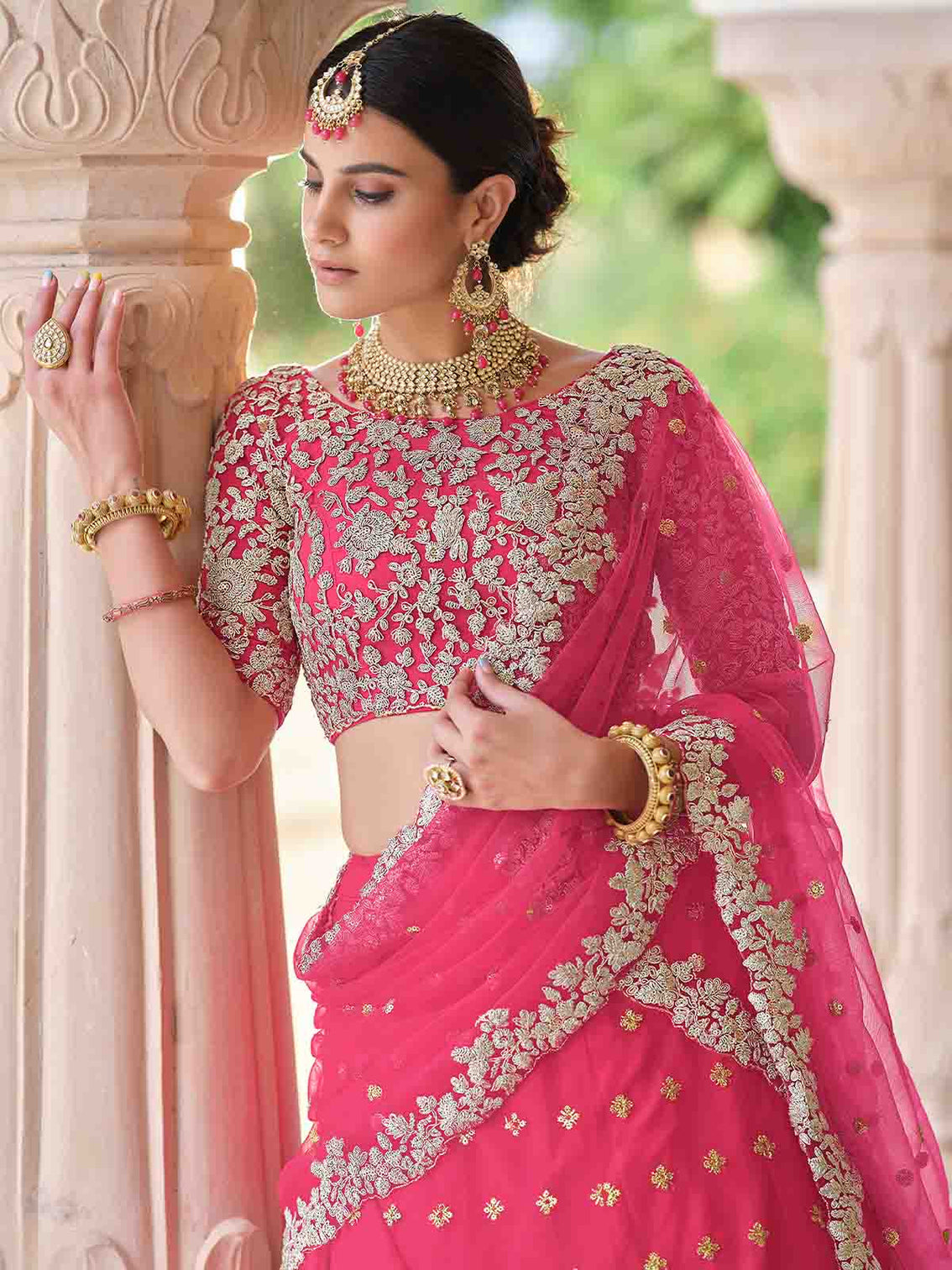 Pink Classy Semi Stitched Lehenga With Unstitched Blouse