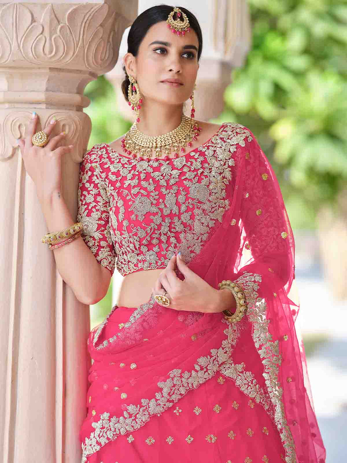 Pink Classy Semi Stitched Lehenga With Unstitched Blouse