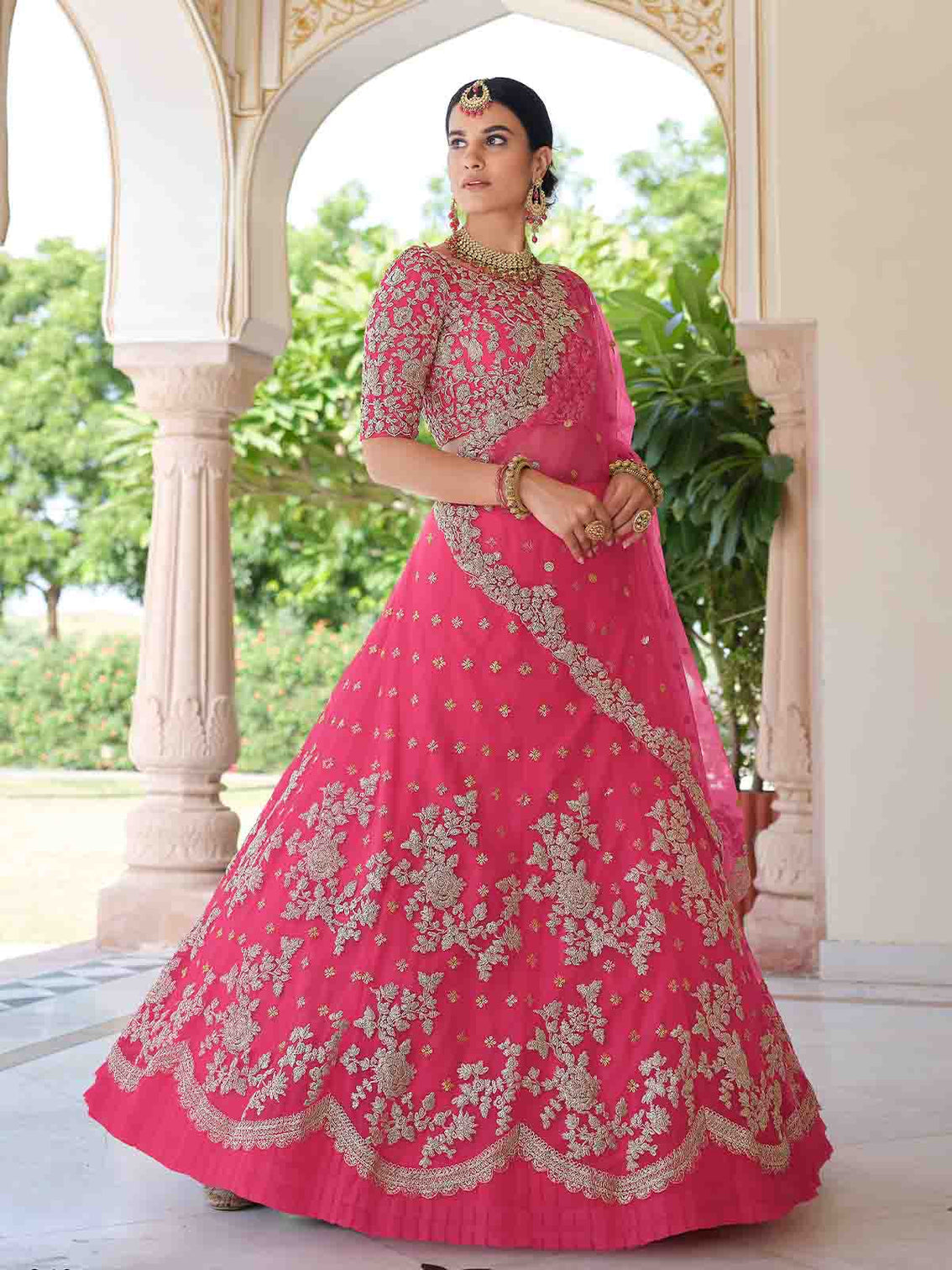 Pink Classy Semi Stitched Lehenga With Unstitched Blouse