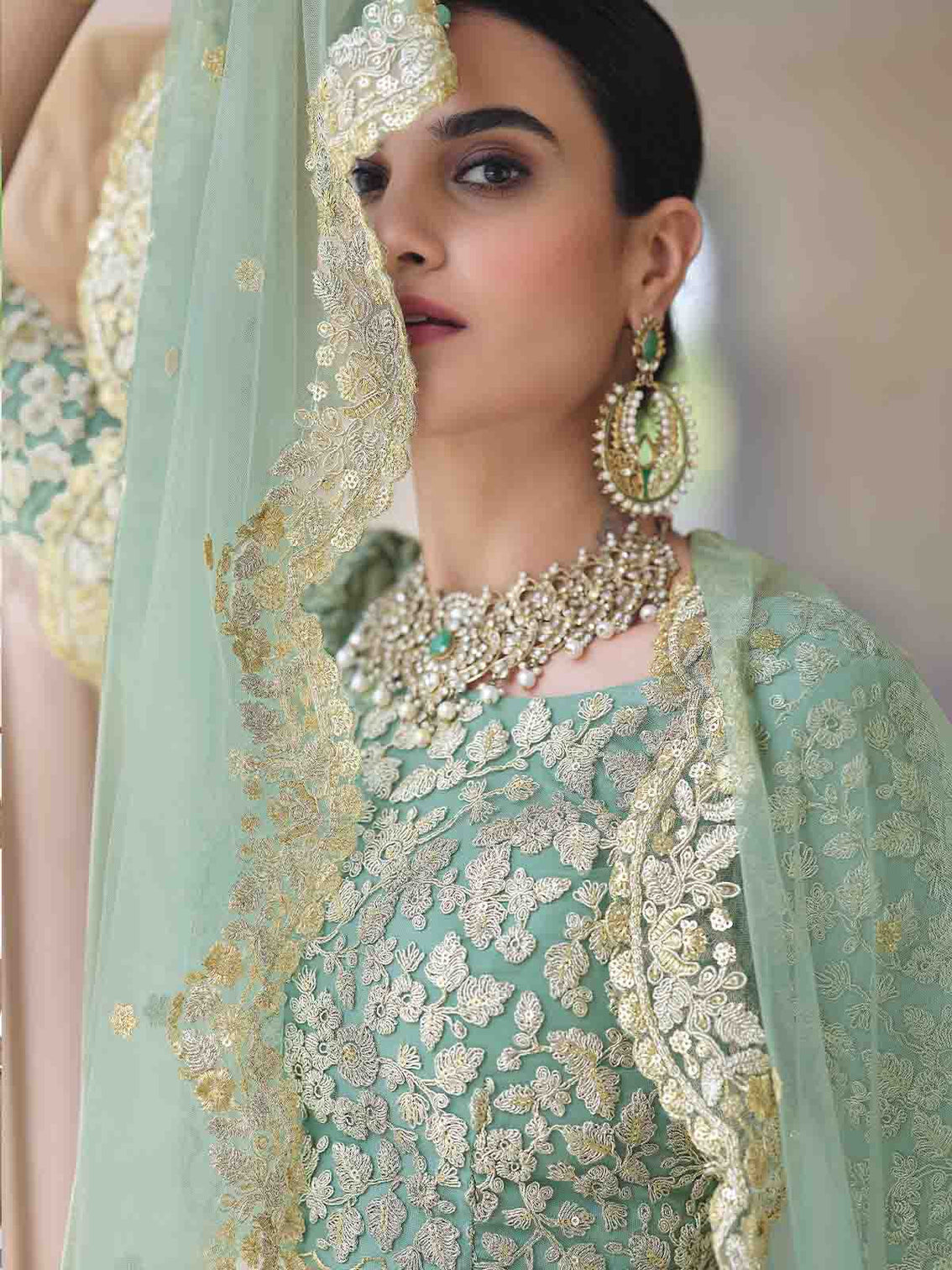 Green Elegant Semi Stitched Lehenga With Unstitched Blouse