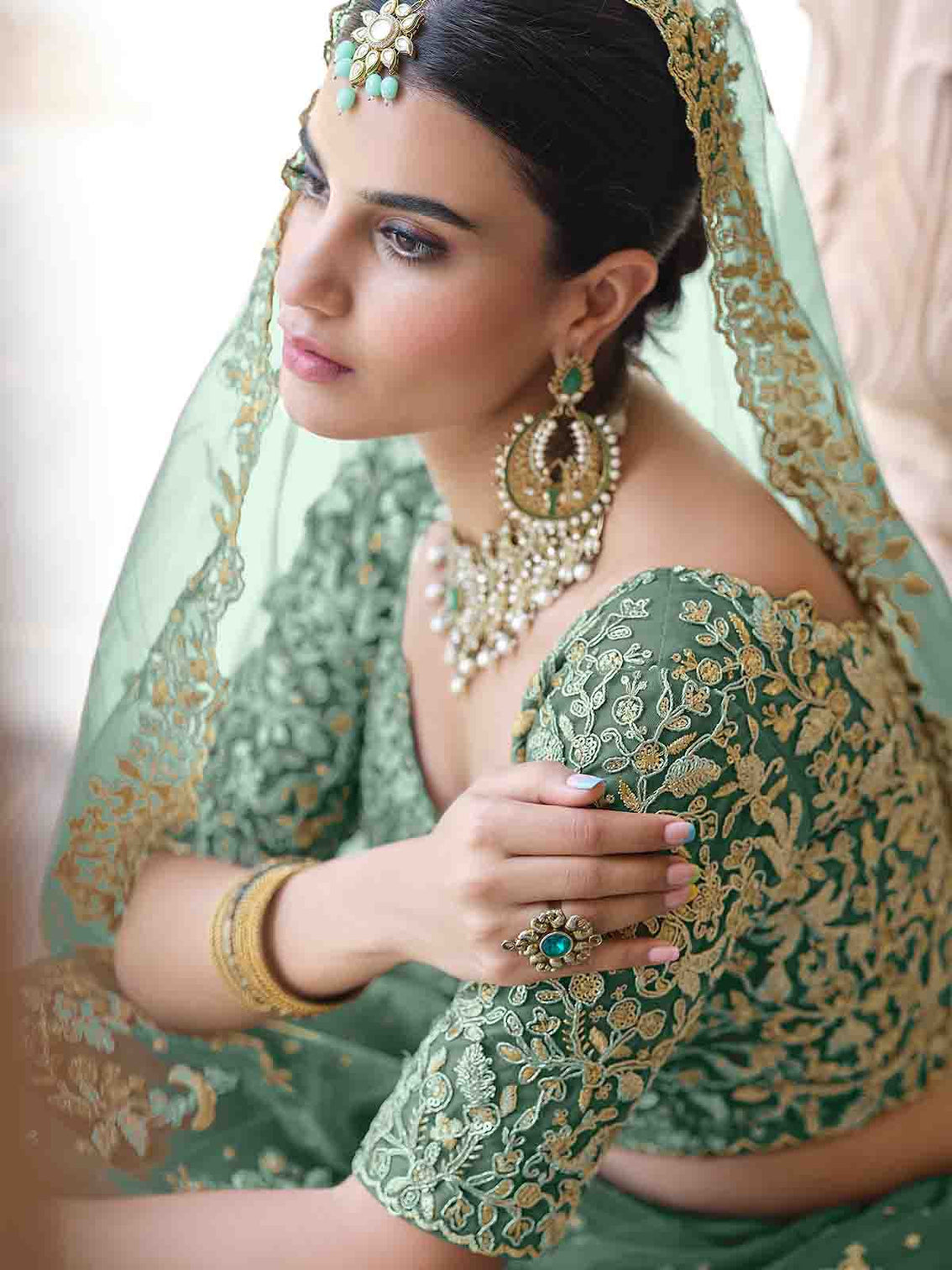 Stylish Dark Green Soft Net Semi Stitched Lehenga With Unstitched Blouse