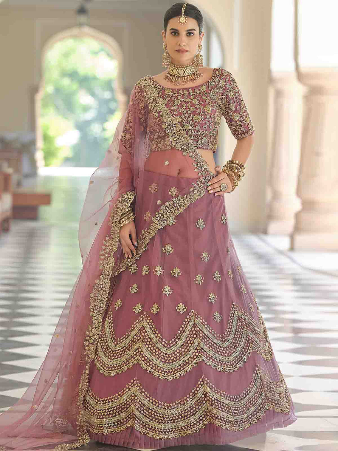 Designer Purple Soft Net with Sequins Semi Stitched Lehenga With Unstitched Blouse