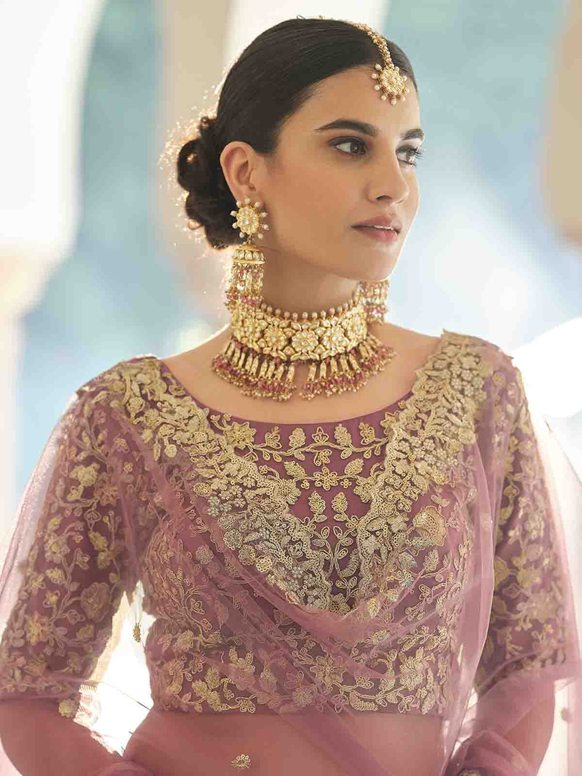 Designer Purple Soft Net with Sequins Semi Stitched Lehenga With Unstitched Blouse