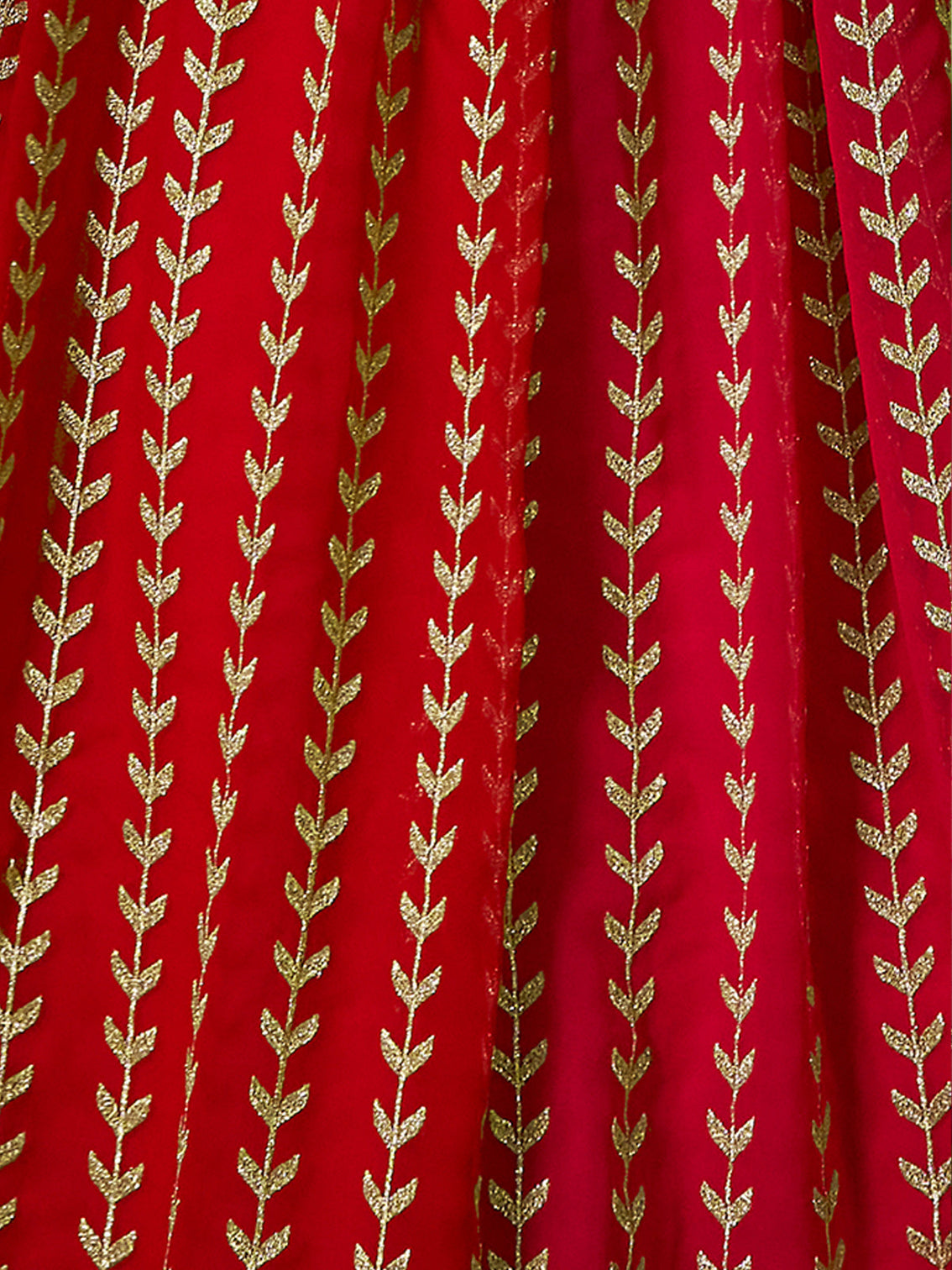 Red Embroidered  Semi Stitched Lehenga With Unstitched Blouse