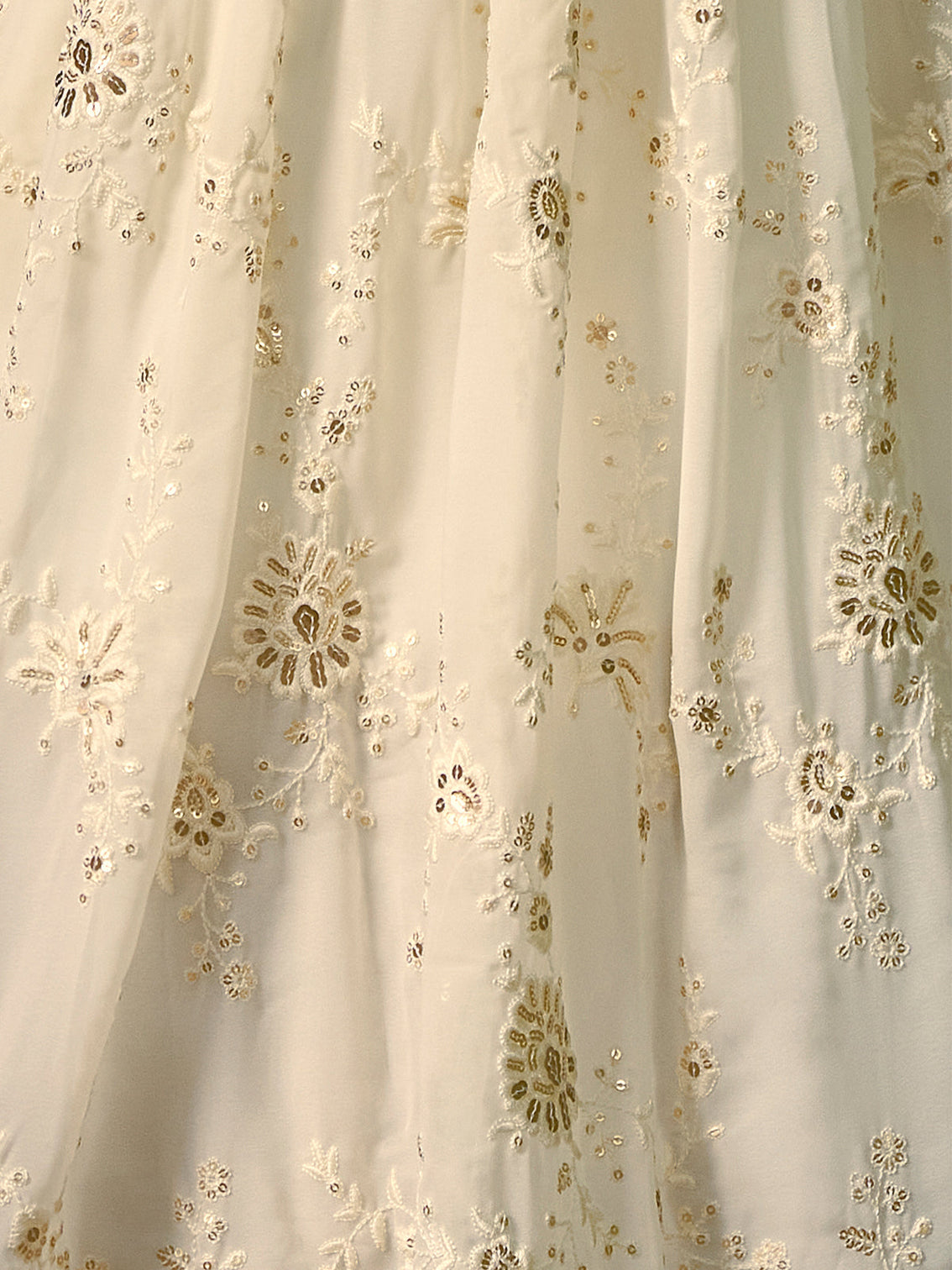 Beige Embroidered Semi Stitched Lehenga With Unstitched Blouse