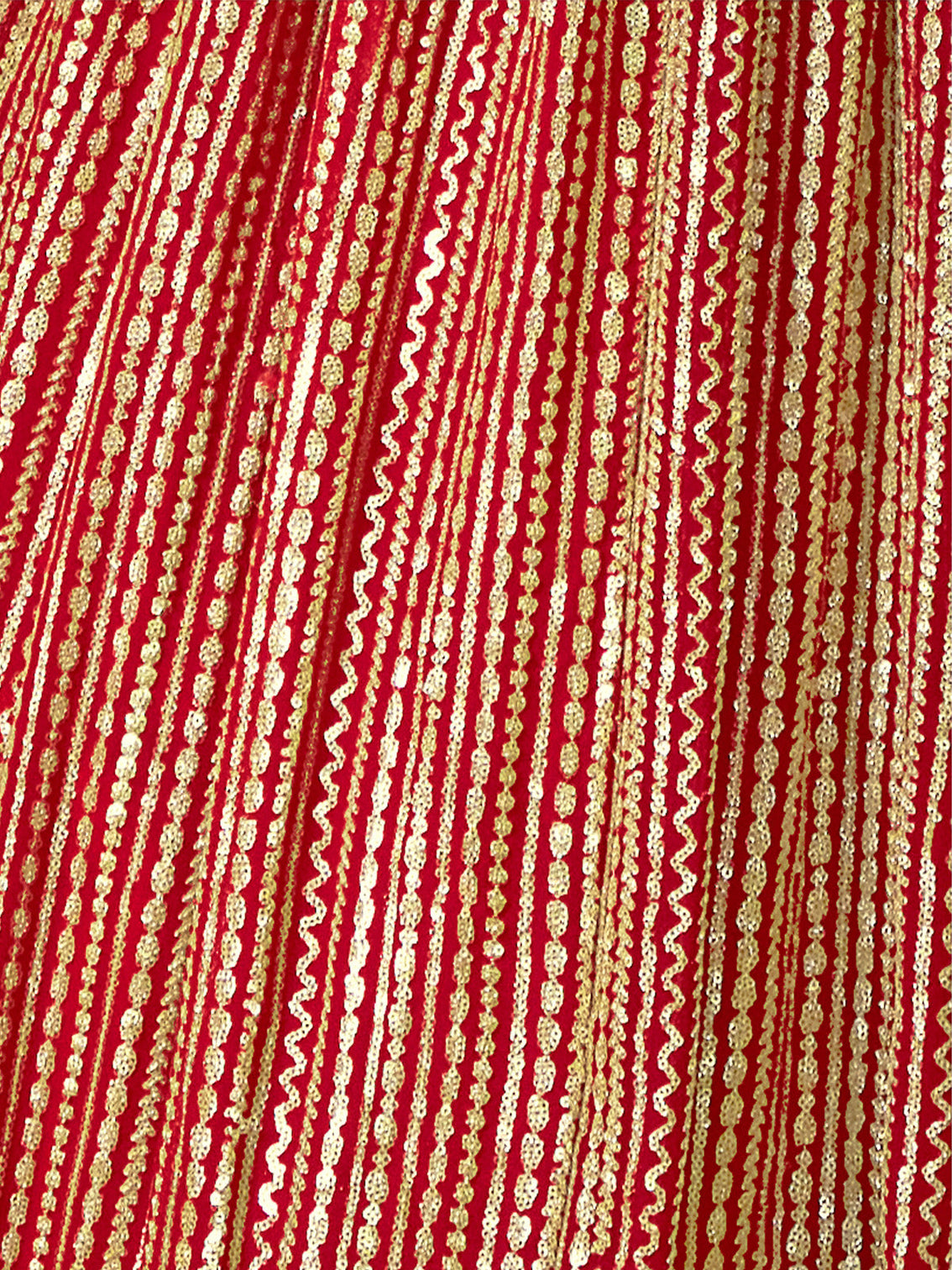 Red Embroidered Semi Stitched Lehenga With Unstitched Blouse