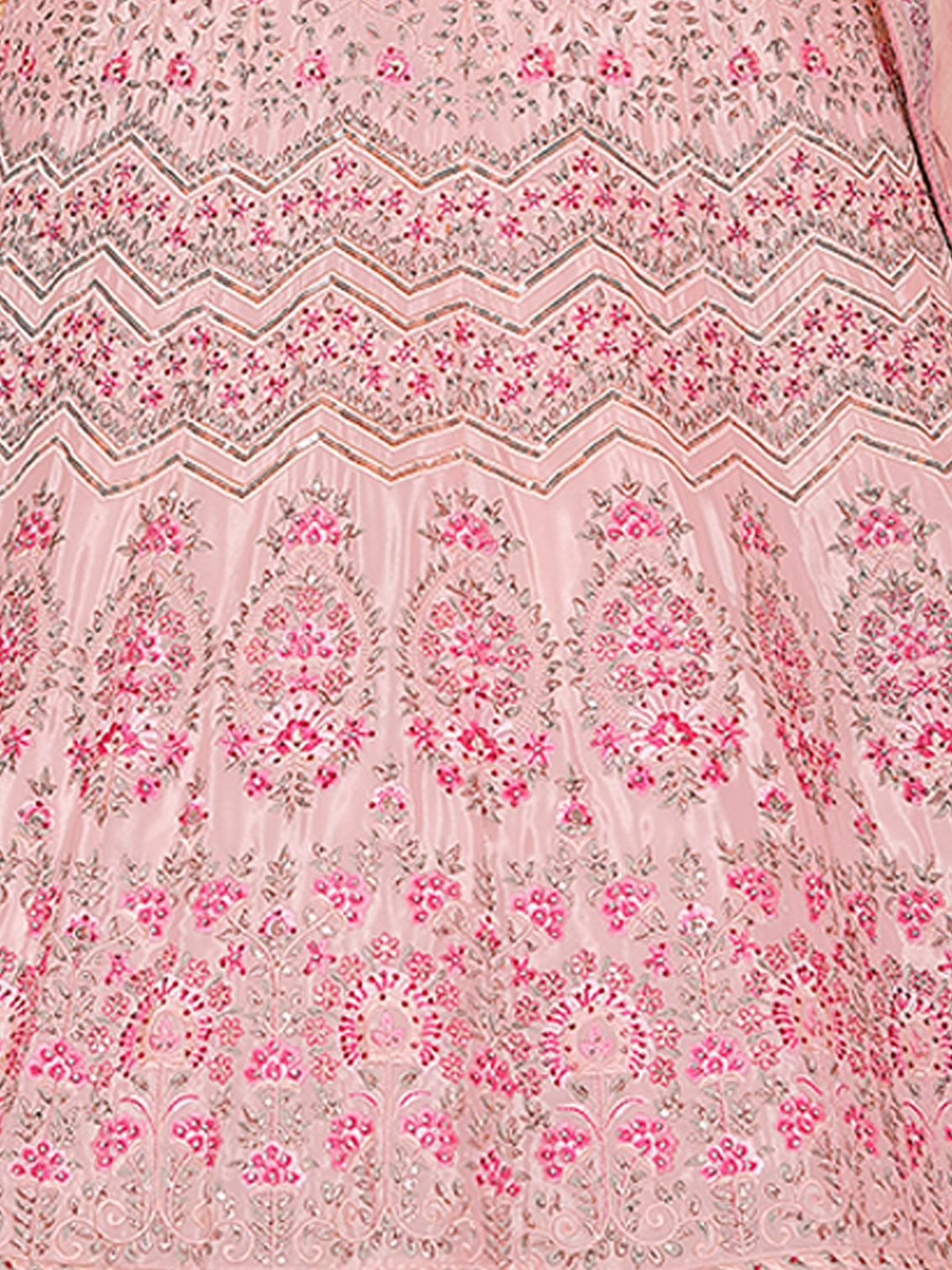 Pink Crepe Semi Stitched Lehenga With Unstitched Blouse