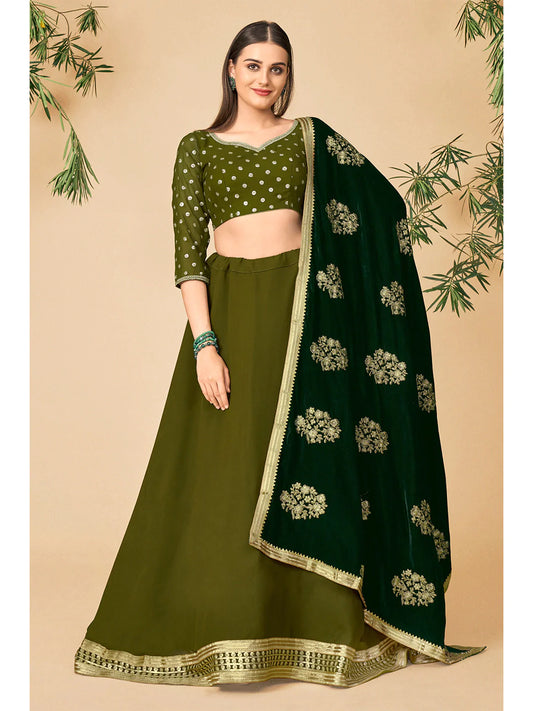 Aamira Lehenga Choli in Mehndi Green Color with Dupatta