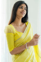 Lagniappe Lemon Cotton Silk Saree With Lissome Blouse Piece