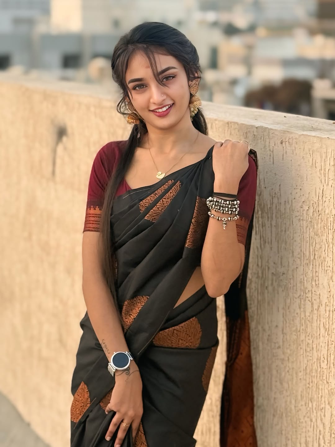Nemesis Black Soft Silk Saree With Scrumptious Blouse Piece