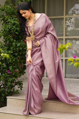 Majesty Lavender Soft Silk Saree With Splendorous Blouse Piece