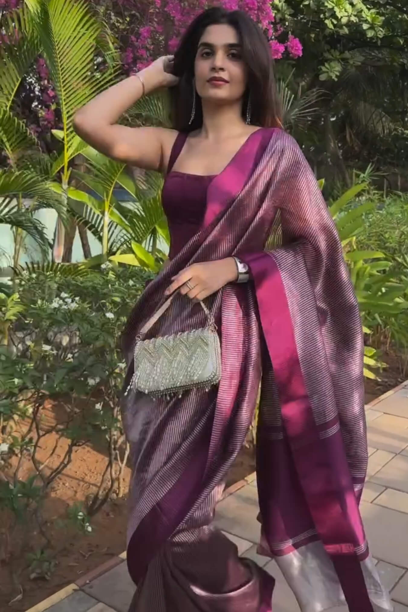 Surreptitious Purple Soft Silk Saree With Eloquence Blouse Piece