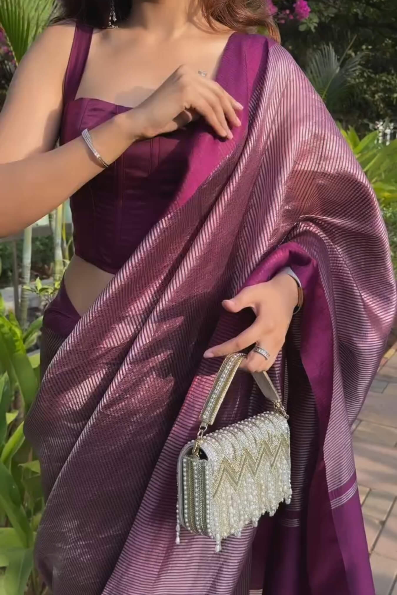 Surreptitious Purple Soft Silk Saree With Eloquence Blouse Piece