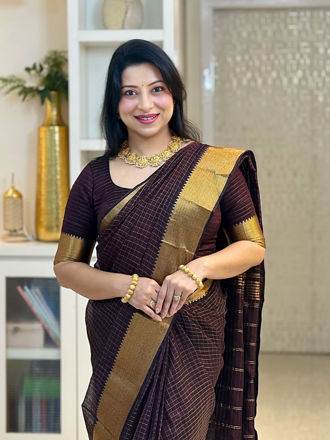 Incredible Brown Soft Silk Saree With Wonderful Blouse Piece