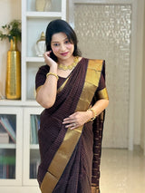 Incredible Brown Soft Silk Saree With Wonderful Blouse Piece