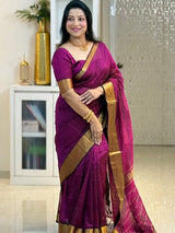 Glowing Purple Soft Silk Saree With Embellished Blouse Piece