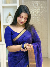 Supernal Royal Blue Soft Silk Saree With Pleasant Blouse Piece