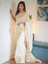 Symmetrical Beige Soft Silk Saree With Cynosure Blouse Piece