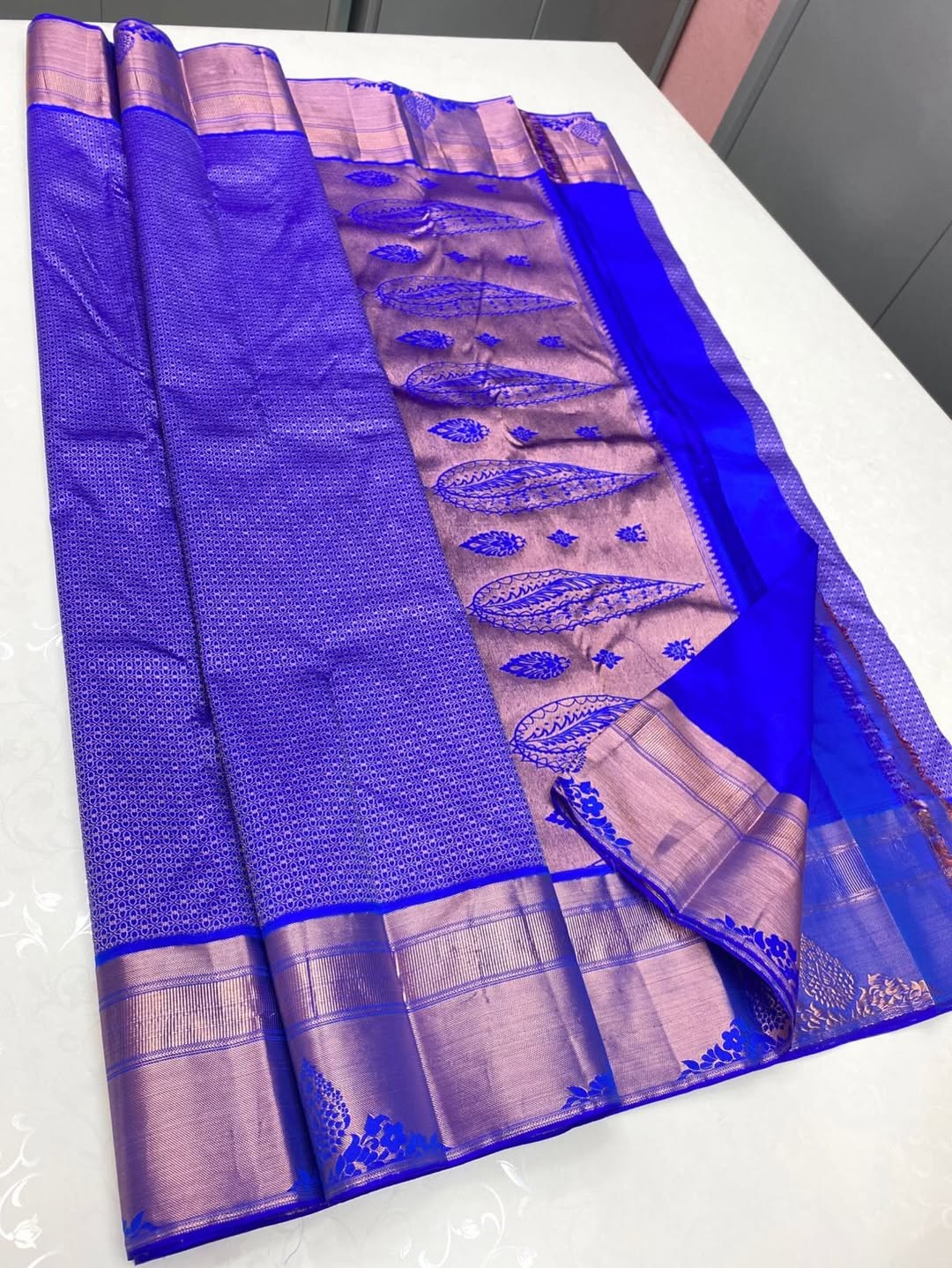 Eloquence Royal Blue Soft Silk Saree With Traditional Blouse Piece