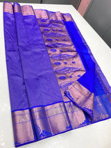 Eloquence Royal Blue Soft Silk Saree With Traditional Blouse Piece