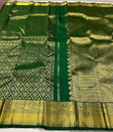 Charismatic Dark Green Soft Silk Saree With Redolent Blouse Piece
