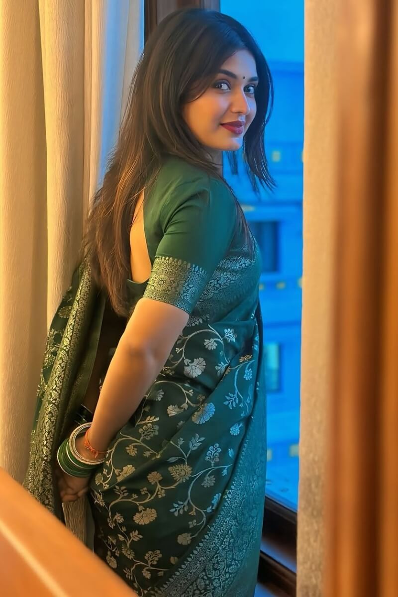 Petrichor Dark Green Soft Silk Saree With Embellished Blouse Piece