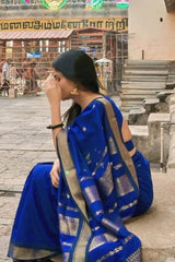 Ebullience Royal Blue Soft Silk Saree With Pleasurable Blouse Piece