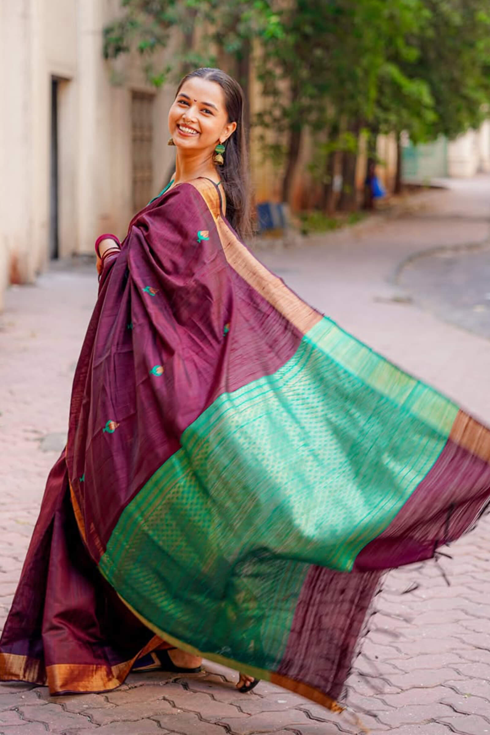 Stunning Wine Cotton Silk Saree With Palimpsest Blouse Piece