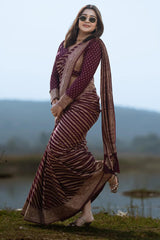 Exceptional Wine Soft Silk Saree With Cynosure Blouse Piece