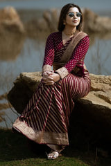Exceptional Wine Soft Silk Saree With Cynosure Blouse Piece