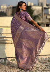 Artistic Lavender Soft Silk Saree With Jubilant Blouse Piece