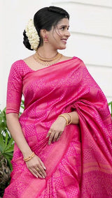 Palimpsest Dark Pink Soft Silk Saree With Scintilla Blouse Piece