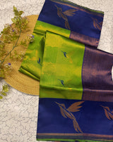 Prominent Green Soft Banarasi Silk Saree With Ineffable Blouse Piece