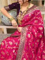 Posh Dark Pink Soft Silk Saree With Exuberant Blouse Piece