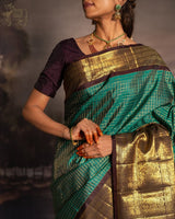 Artistic Rama Soft Silk Saree With Demanding Blouse Piece