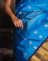 Majestic Firozi Soft Silk Saree With Luminous Blouse Piece