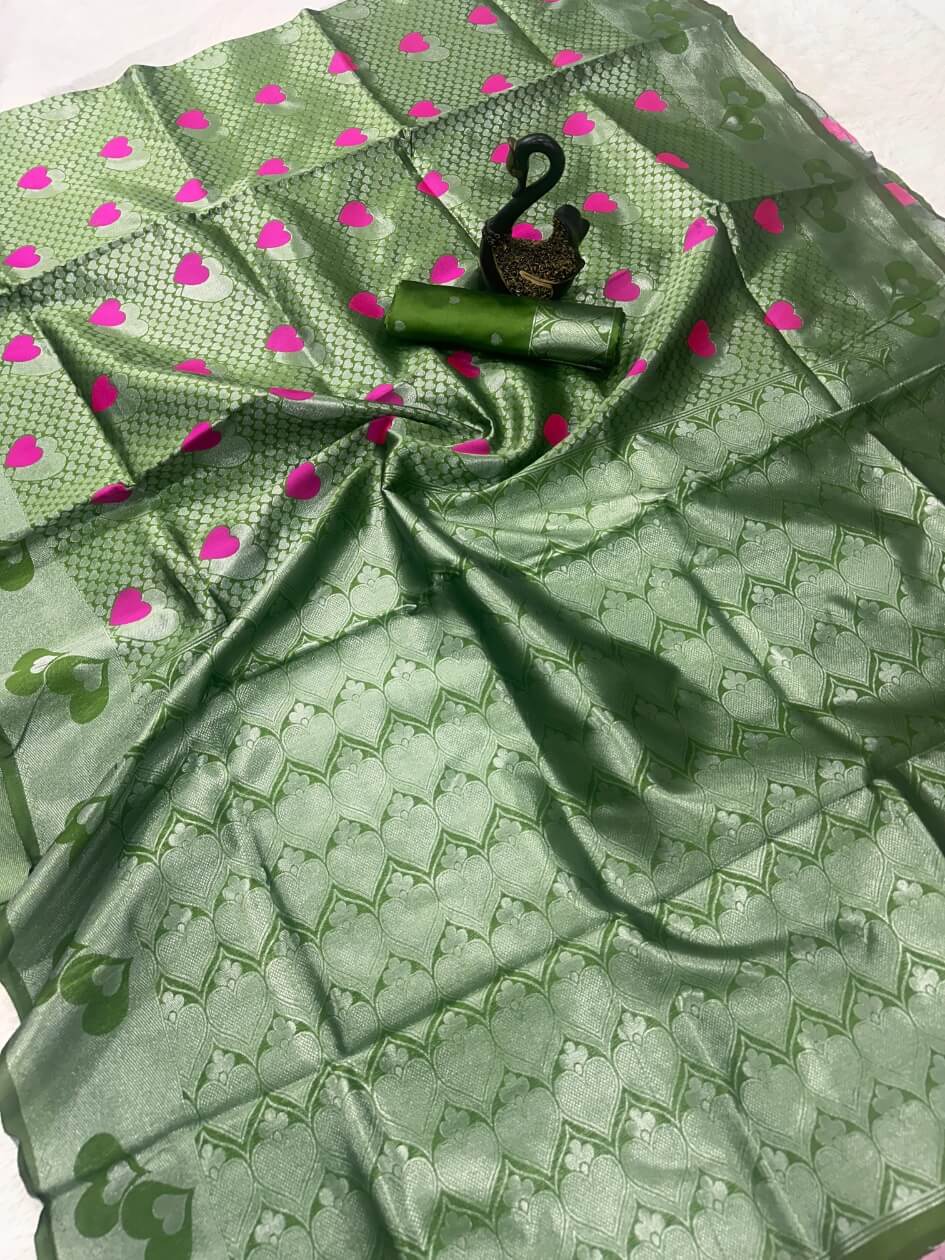 Nemesis Green Soft Banarasi Silk Saree With Stunning Blouse Piece