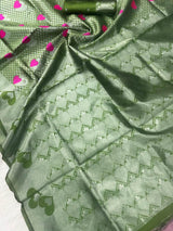 Nemesis Green Soft Banarasi Silk Saree With Stunning Blouse Piece