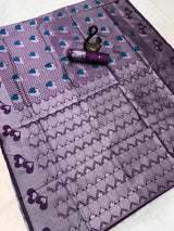 Woebegone Wine Soft Banarasi Silk Saree With Luminous Blouse Piece